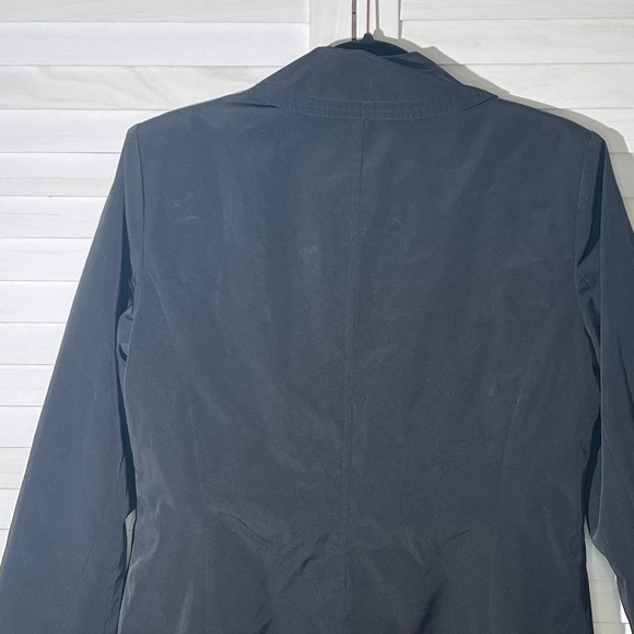 London Fog Black Snap-Front Mid Length Classic Raincoat Pockets Size - Picture 7 of 9